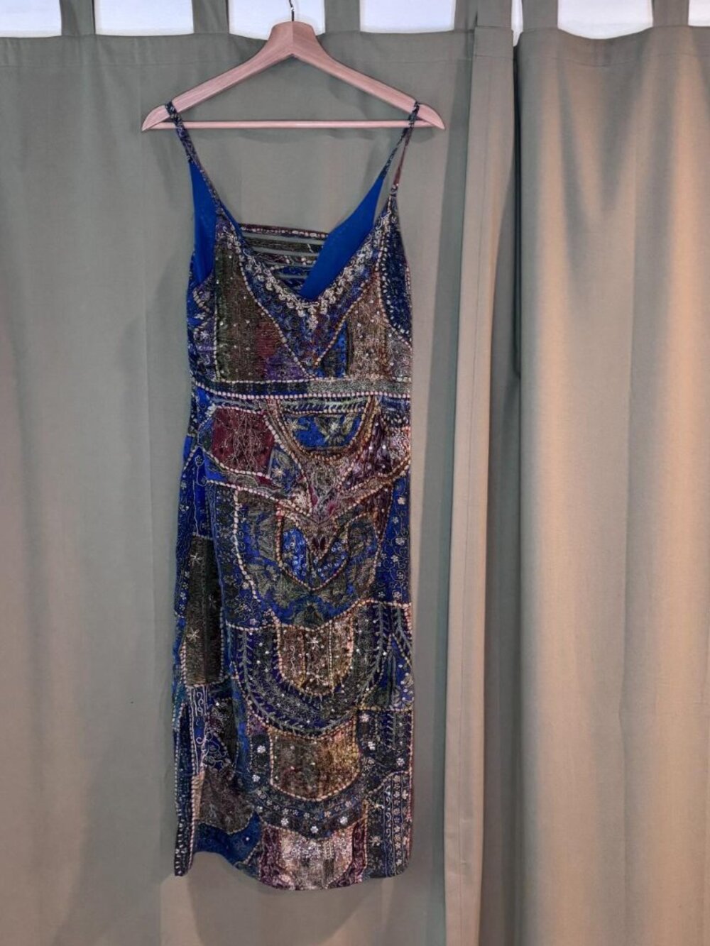 Leifsdottir Anthropologie Embroidered Sequin Midi Dress Small